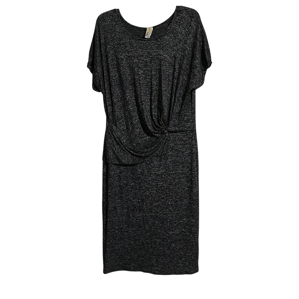 LARA•Black White Knot Short Sleeve Dress
